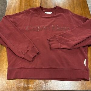 Burgundy Calvin Klein Terry Material Large Men’s Crewneck Sweater